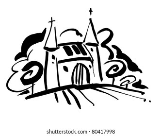 French Chateaux on a hill