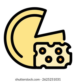 French cheese icon. Outline french cheese vector icon color flat isolated