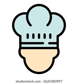 French chef icon outline vector. Cook hat. Restaurant cap color flat