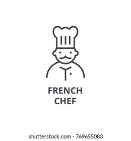 french chef line icon, outline sign, linear symbol, vector, flat illustration