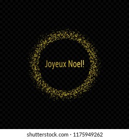 French Christmas label, Joyeux Noel. Golden confetti label