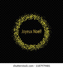French Christmas label, Joyeux Noel. Golden confetti label