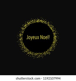 French Christmas label, Joyeux Noel. Golden confetti label