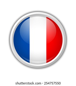 French circular shaped badge or icon with shadow on white background