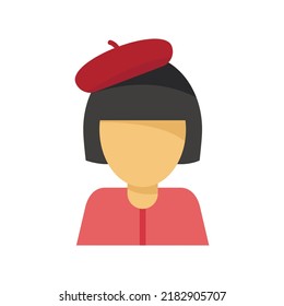 French classic woman icon. Flat illustration of french classic woman vector icon isolated on white background