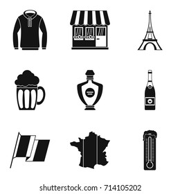 French clothes icon set. Simple set of 9 french clothes vector icons for web design isolated on white background