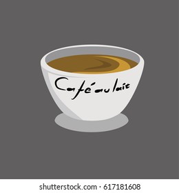 French coffee with hot milk added Café au lait vector illustration