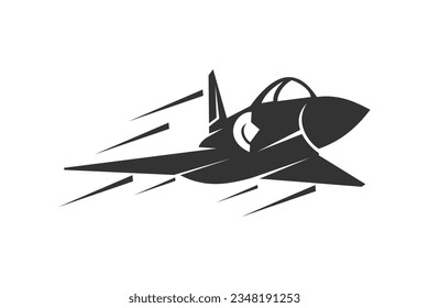 French cold war fighter plane vector illustration. simple aircraft icon, military equipment.