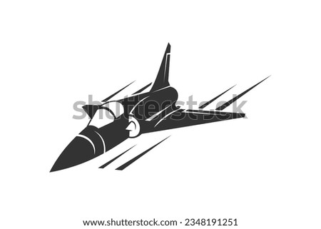 French cold war fighter plane vector illustration. simple aircraft icon, military equipment.
