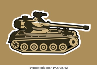 French Cold War Light Tank Vector Illustration.