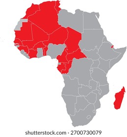 Colônias Francesas no Mapa Africano