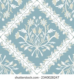 French Country Seamless Pattern with Floral Elements