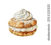 french cream puff vector illustration in watercolor style