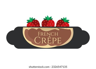 French Crepe or crêpes logo vector illustration. vector logo for crepe vendor, food stall, and food stand.