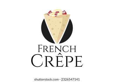 French Crepe or crêpes logo vector illustration. vector logo for crepe vendor, food stall, and food stand.