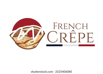 French Crepe or crêpes logo vector illustration. vector logo for crepe vendor, food stall, and food stand.