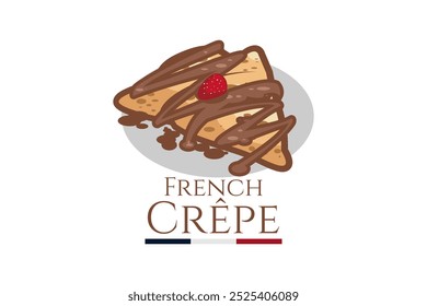 Französische Crepe oder Crêpes Logo, Vektorgrafik. Vektorlogo für Kreppverkäufer, Lebensmittelstand und Lebensmittelständer.