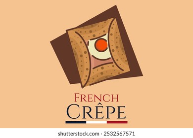 Ilustração vetorial do logotipo francês Crepe ou crepes. logotipo vetorial para fornecedor de crepe, barracão de comida e barracão de comida.