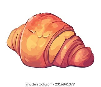 French croissant bread icon isolated