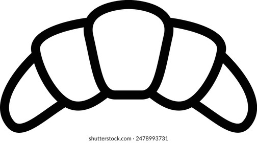 French Croissant flat black vector icon.