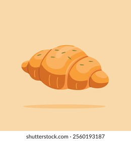 French croissant food. Flat illustration of banana molen bakery icon for posters and web icons