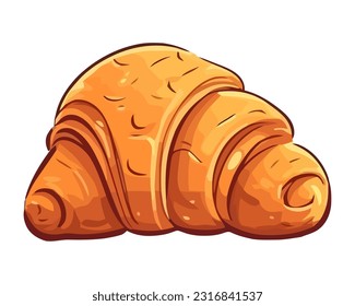 French croissant, gourmet baked snack, isolated icon