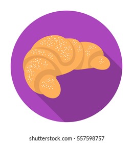 French croissant icon in flat style isolated on white background. France country symbol stock vector illustration.