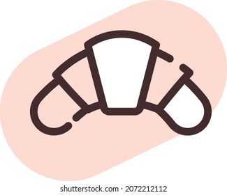 Französisch-Croissant, Illustration, Vektorgrafik, auf weißem Hintergrund.