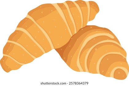 French Croissant Pastry Bread Illustration Isolated on White Background