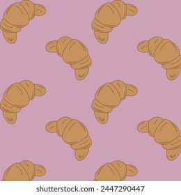 French croissant pattern hand drawn