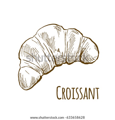 French Croissant Vector Hand Drawn Illustration French Croissant Vector Hand Drawn Illustration