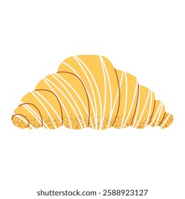 French croissant, vector illustration, flat hand drawn style. Popular baked food, sweet pastry or dessert perfect for breakfast or a snack. For sticker, web design, bakery, cafe, restaurant or bar.