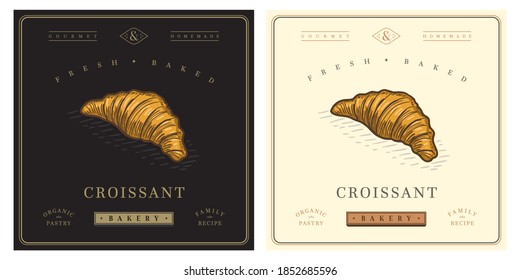 french croissant vector logo illustration