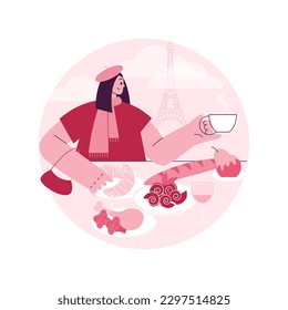 French cuisine abstract concept vector illustration. Classic european cuisine, fine dining restaurant, french gastronomy, cooking school tradition, chef menu, gourmet food abstract metaphor.