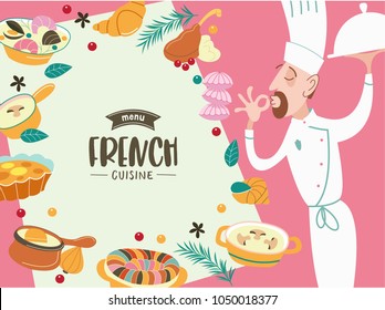French cuisine and chef. A great set of vector dishes.