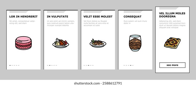 french cuisine food meal onboarding mobile vector lunch dinner, delicious tasty, gourmet snack, dish, cooking fresh, healthy, kitchen french cuisine food meal illustrations