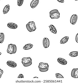 french cuisine food meal vector seamless pattern thin line illustration