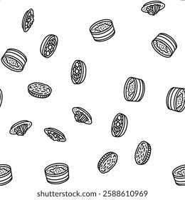 french cuisine food meal vector seamless pattern thin line illustration