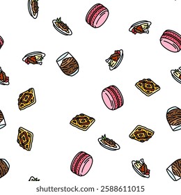 french cuisine food meal vector seamless pattern thin line illustration