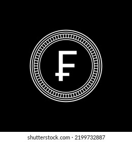 French Currency, France Money Icon Symbol. French Franc, FRF. Vector Illustration