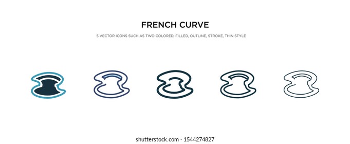 french curve icon in different style vector illustration. two colored and black french curve vector icons designed in filled, outline, line and stroke style can be used for web, mobile, ui