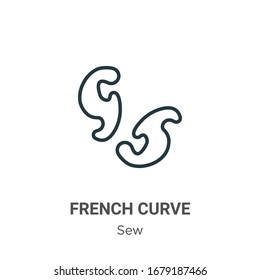 French curve outline vector icon. Thin line black french curve icon, flat vector simple element illustration from editable sew concept isolated stroke on white background
