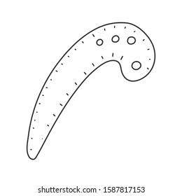 French curve ruler, vector illustration in simple linear style. Outline hand drawn isolated drawing of sewing and tailoring tool, modern line art, good as logo or icon.