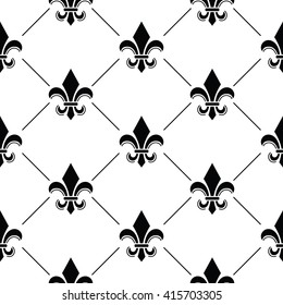 French Damask Background - Fleur De Lis Black Pattern