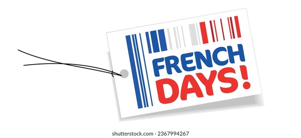 French days on Label, white background