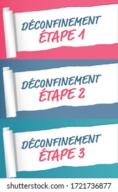French deconfinement three steps large banner set