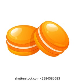 French dessert orange macarons. Vector illustration