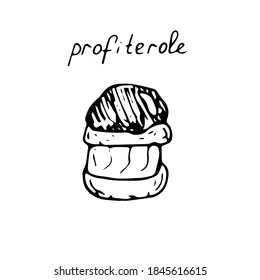 French dessert profiterole, hand drawing