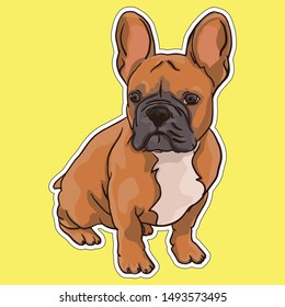 french dog illustrationin with style of a vinyl sticker