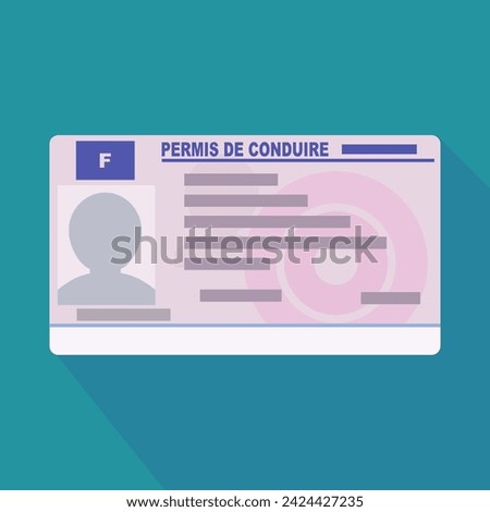 French driving license written in French in flat design style on blue background